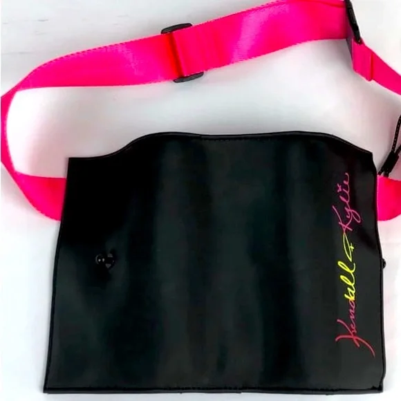 NEW [Kendall & Kylie] Makeup Brush Holder w/ Adjustable Belt Black & Hot Pink - Picture 4 of 12